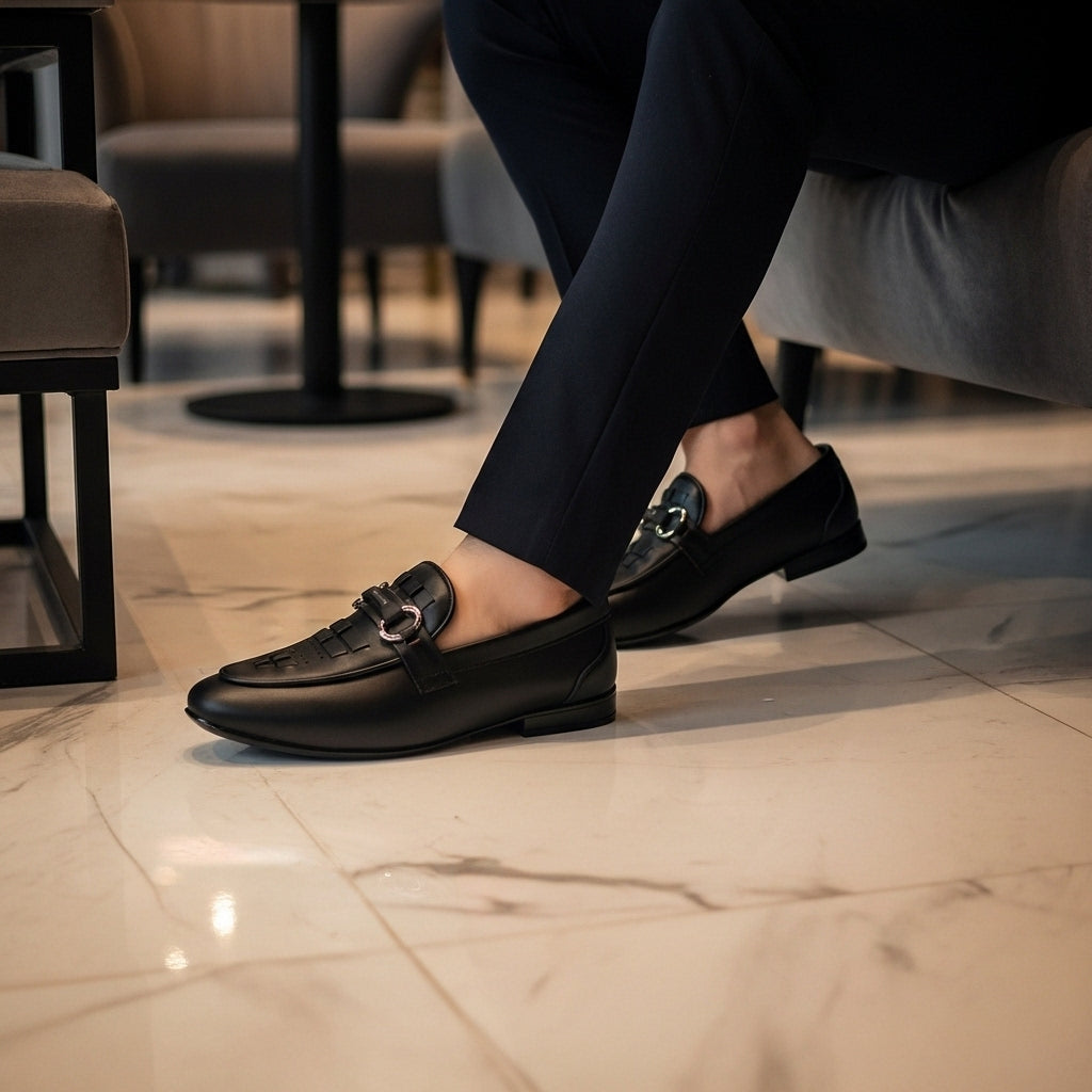 Regal Buckle Black Loafers