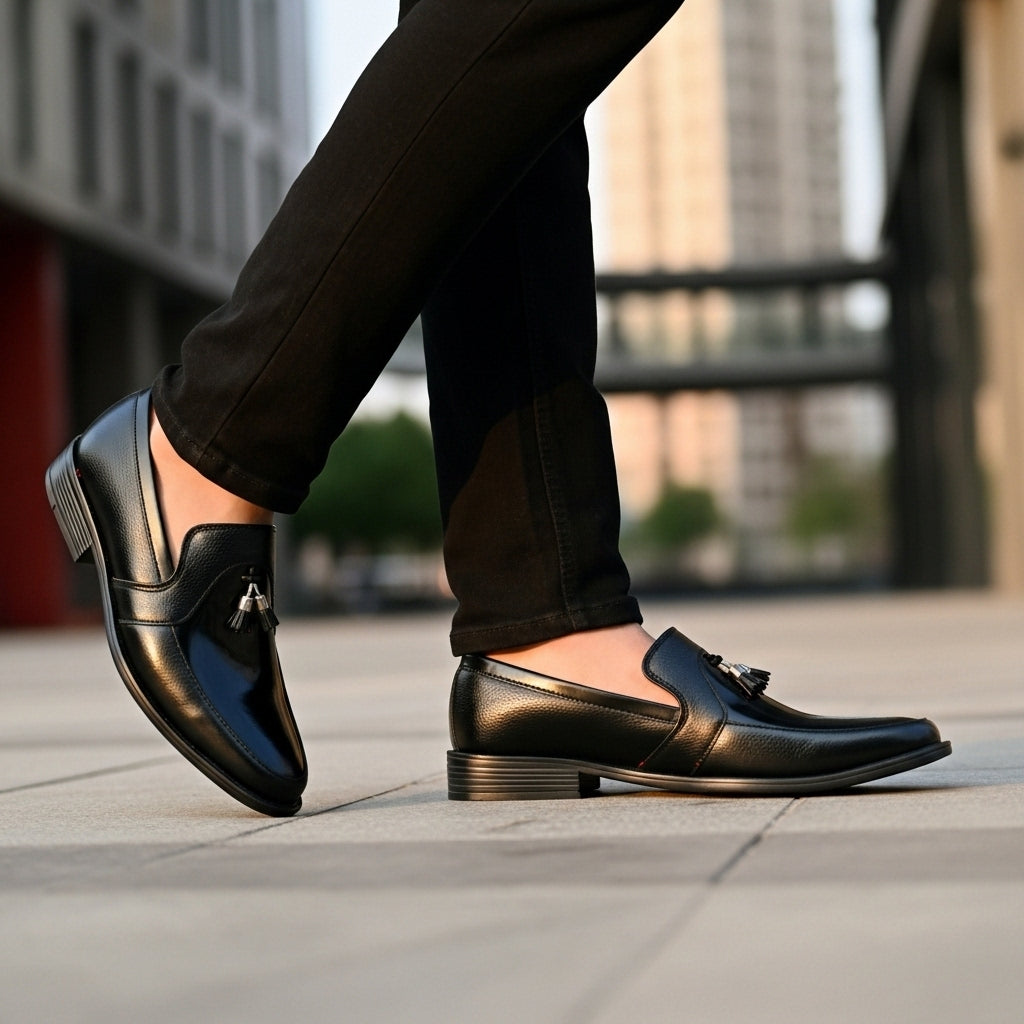 Premium Black Leather Tassel Loafer